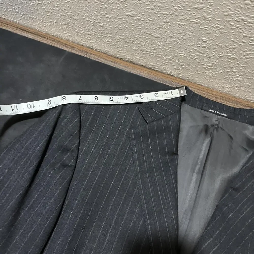 Ermenegildo Zegna Blazer Mens 52R Gray Pinstripe Wool Su Misura Fit Mila Swiss